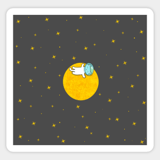 Cute Cat On A Moon Sticker